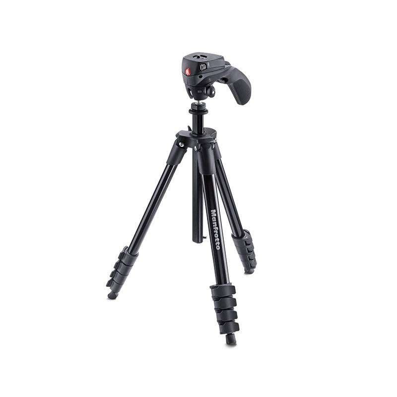 曼富图(MANFROTTO MKCOMPACTACN-BK Compact 铝合金三脚架 5节 摄影 摄像云台套装(黑)图片