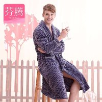 芬腾睡衣2015新款秋冬款男士睡袍珊瑚绒保暖加厚法兰绒家居服M9547098