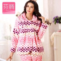 芬腾睡衣品牌2015睡衣珊瑚绒女 加厚法兰绒睡衣套装Z131128