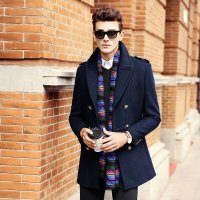 雅圣利男士毛呢大衣YD15091904深蓝