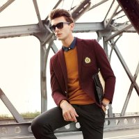 雅圣利男士小西服YL15081302酒红色