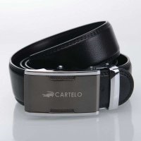 卡帝乐鳄鱼CARTELO男士腰带商务休闲牛剖层针扣皮带PW5H4427E黑色