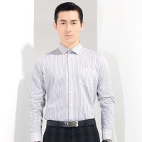 阿仕顿 秋季男士商务休闲灰色细条纹长袖衬衫 AW15314033