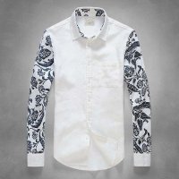 迈克.菲恩MACFION男士时尚青花瓷翻领长袖衬衫02555