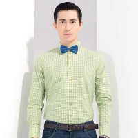 阿仕顿 秋季男士休闲绿色细格子长袖衬衫 AW15116187