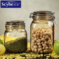 scybe喜碧贝吉1.0L+1.5L暗金色玻璃密封罐2件套