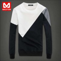 迈克.菲恩MACFION男士韩版修身拼色圆领打底衫T恤休闲潮男装09505