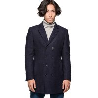 深蓝色皇家炽辉羊毛呢大衣