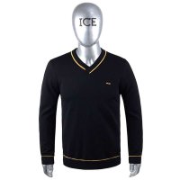 ICE 男士黑色V领羊毛衫修身毛衣 8313352040