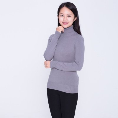 开顺2015冬季女式针织纯色打底套衫k21wt145灰色