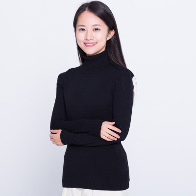 开顺2015冬季女式针织纯色打底套衫k21wt145黑色