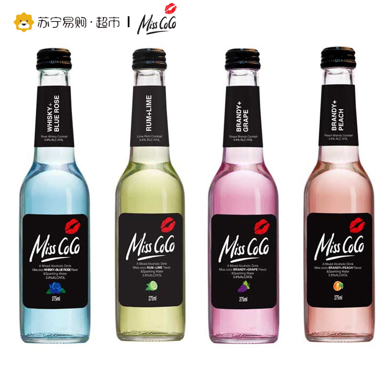 Miss Coco鸡尾酒混合装275ml*4 澳大利亚进口 4种口味 色彩艳丽 清爽恬淡