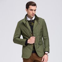 才子绿色立领修身休闲夹克354548322080