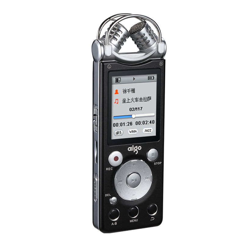 爱国者(aigo) R5599 录音笔专业降噪 双麦克 50米无线录音 HIFI播放 2100H 8G 黑色