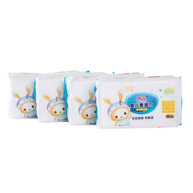 飘漾婴儿柔湿巾80片*4连包经济便利型