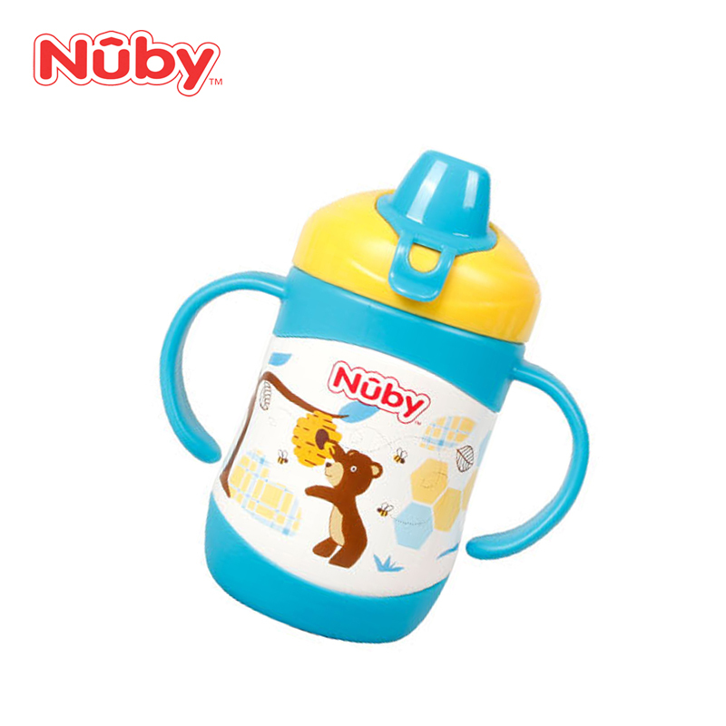 努比(Nuby)220ml不锈钢真空保温鸭嘴杯10221(颜色图案随机)