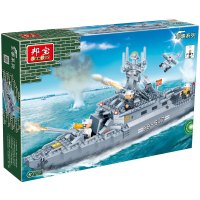 【小颗粒】邦宝正品军舰 拼插积木益智儿童玩具船 航母护卫舰8415