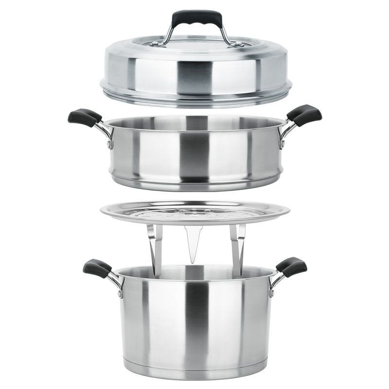 美厨(maxcook)二层蒸锅 不锈钢加厚复底26cm 电磁炉通用 蒸煮两用可叠放 爱家系列MCGJ-AJ026