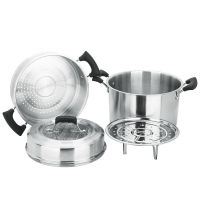 美厨(maxcook)二层蒸锅 不锈钢加厚复底26cm 电磁炉通用 蒸煮两用可叠放 爱家系列MCGJ-AJ026