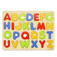木玩世家 比好系列大写英文字母拼图 木制儿童益智启蒙玩具 婴幼儿早教拼图玩具