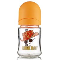 新贝宽口径玻璃奶瓶8921新生儿宝宝奶瓶防胀气婴儿玻璃奶瓶150ml ( 牛仔男孩)