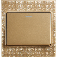 飞雕开关插座魅影金 一位/一开单控单联 墙壁电源带荧光开关面板