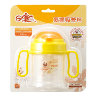 【苏宁自营】日康（rikang）水杯易握吸管杯 RK-3413 8个月以上带盖带吸管 训练杯 200ML PP材质