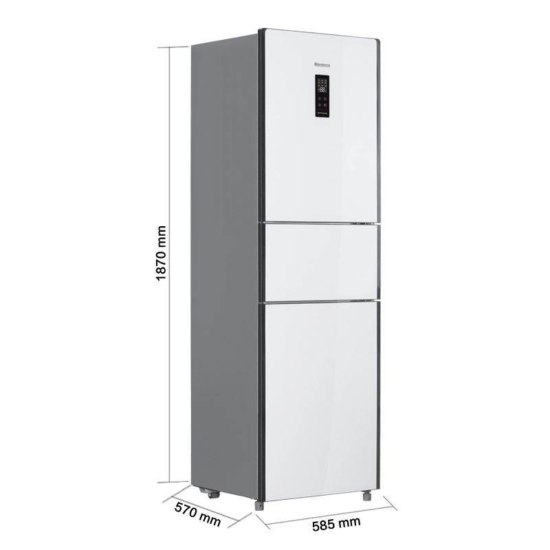 博伦博格/Blomberg KRD231XGB 231升电脑一级节能家用玻璃三门冷藏冷冻冰箱（白色）