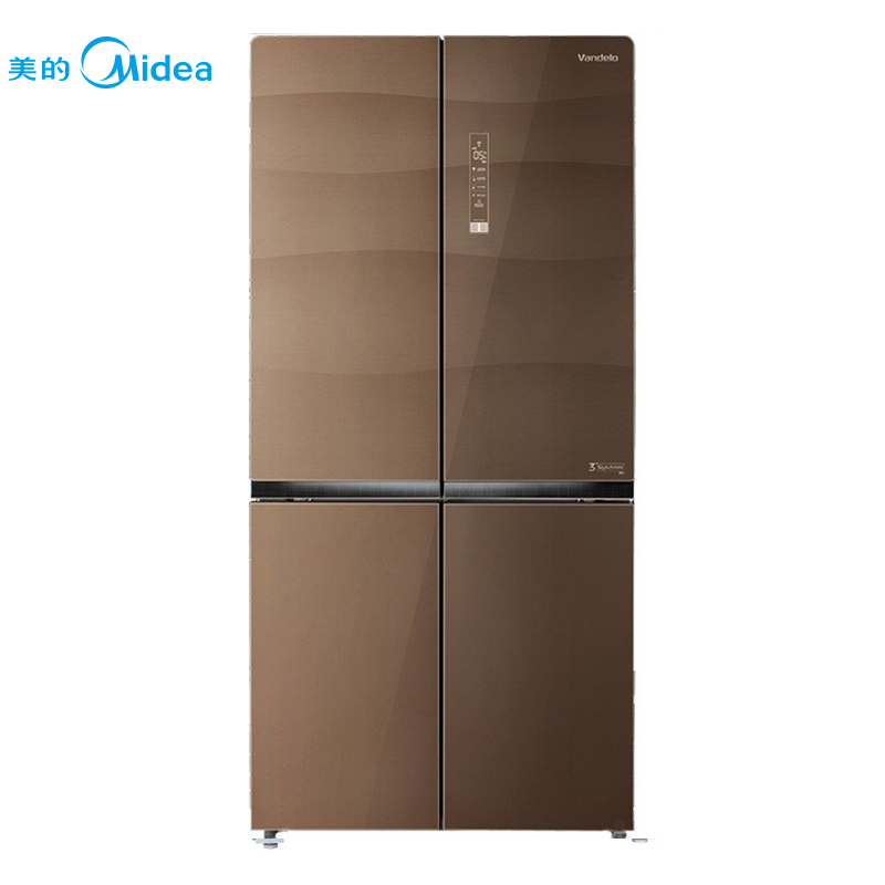 美的(Midea)BCD-646WGPZV格调咖 646升 钢化玻璃 变频智能多门十字高端家用节能静音冰箱