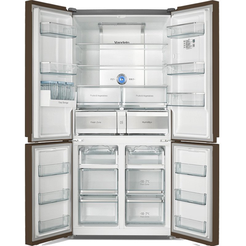 美的(Midea)BCD-646WGPZV格调咖 646升 钢化玻璃 变频智能多门十字高端家用节能静音冰箱
