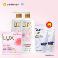 力士(Lux)靓肤沐浴乳晶透滢润1000ml*2+力士恒久嫩肤香皂115g三块装+多芬沐浴乳深层营润400ml*2