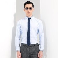 阿仕顿 新款休闲衬衫男士韩版方领修身商务长袖衬衫 A15116245