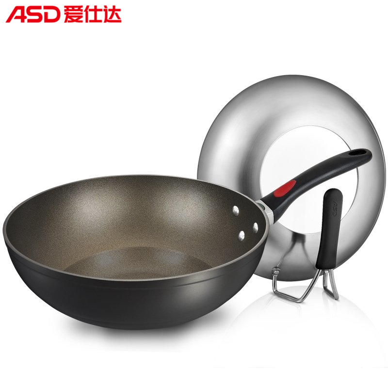 爱仕达/ASD 30cm炒锅 火龙眼新不粘少油烟炒菜锅 高拱可立盖 电磁炉通用炒锅 NJ8330E