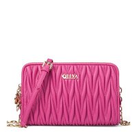 歌莉娅2016春新款女士单肩包时尚斜挎褶皱包链条单肩菱格包女315玫红