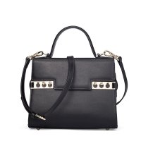 歌莉娅2016春季新款女士手提包牛皮OL单肩包简约斜挎包325黑色