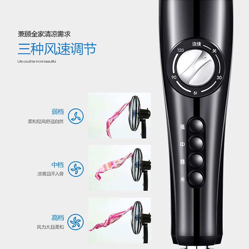 美的电风扇 落地扇FS40-15KW 三叶机械 家用静音 摇头定时