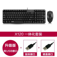 雷柏(Rapoo) X120 黑色 USB 有线键盘鼠标 办公家用游戏 USB多媒体电脑笔记本套装