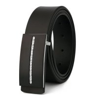 古思奇男士商务休闲黑色平滑扣皮带PD130