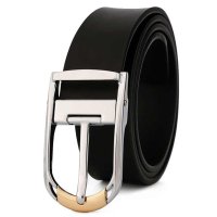 古思奇男士商务休闲黑色针扣皮带PD134