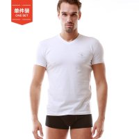 圣大保罗PU-3011男式男士莫代尔V领时尚短袖 单件装 白色