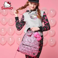 hellokitty凯蒂猫成人包女士大容量轻盈保暖羽绒双肩包背包粉色
