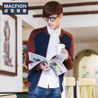 迈克菲恩MACFION拼色小立领男士开衫针织衫15021