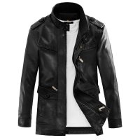 迈克菲恩MACFION长款时尚立领男士机车夹克皮衣风衣C015