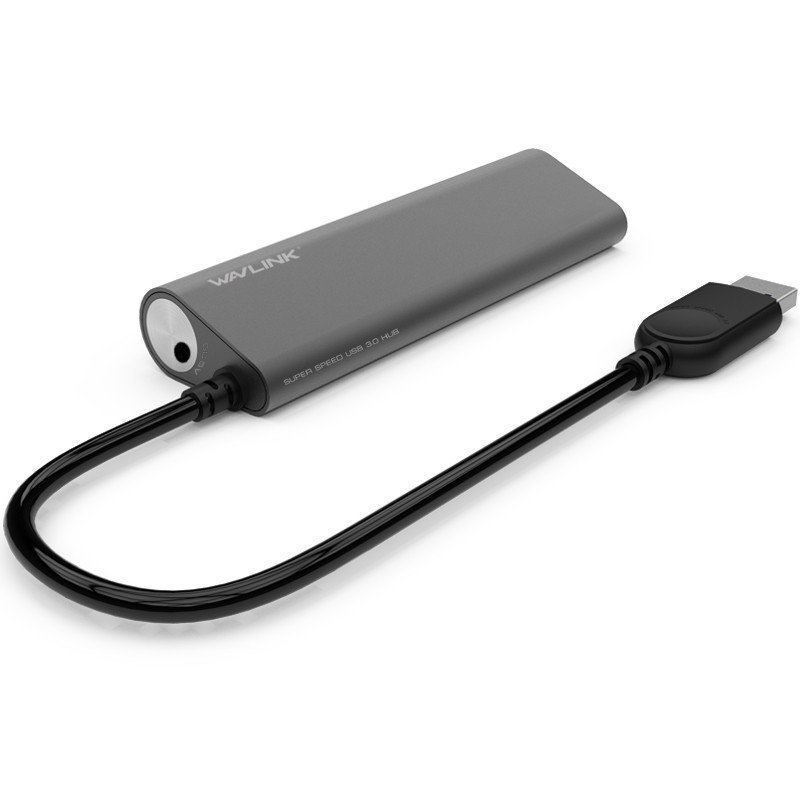 睿因(WAVLINK)WL-UH3048 USB3.0扩展器分线器 四口HUB集线器一拖四高速转换器全金属雅黑