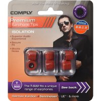 康佩来(comply foam)专业高级耳塞海绵套 高质弹力记忆棉 加强佩戴与音效 T500红色 三对盒装