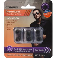 康佩来(comply foam)专业高级耳塞海绵套 高质弹力记忆棉 加强佩戴与音效 T500黑色 三对盒装