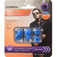 康佩来(comply foam)专业高级耳塞海绵套 高质弹力记忆棉 加强佩戴与音效 T500蓝色 三对盒装