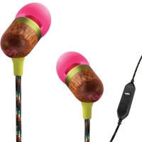 马利(BOB MARLEY)JE001-LI 雷鬼乐之父创始之作 入耳式HIFI耳机 环保材料木质打造 玫红色 带麦耳机