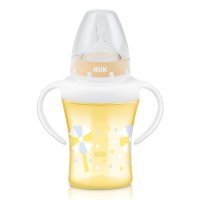 NUK双柄透明学习宽口径PP奶瓶 200ml 适用年龄:4个月以上的宝宝颜色随机