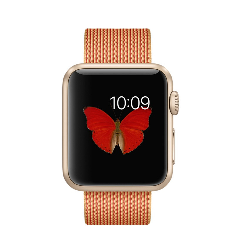 Apple Watch Sport 38毫米（MMF52CH/A）金色铝金属表壳 搭配金配红色精织尼龙表带